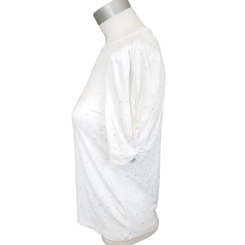 GENERATION LOVE Amelia Crystal embellished puff sleeve tee white t-shirt Size S - Picture 2 of 10